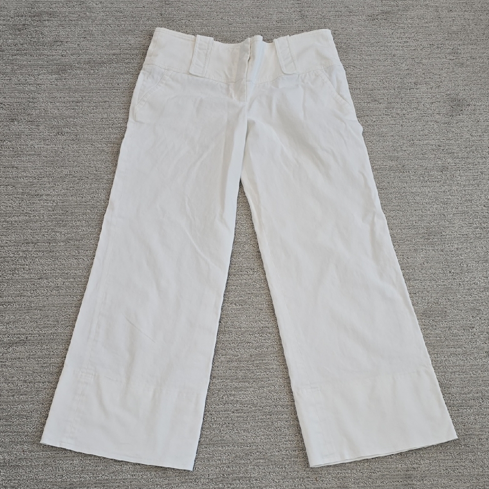 Burberry White Wide-Leg Cotton Pants
